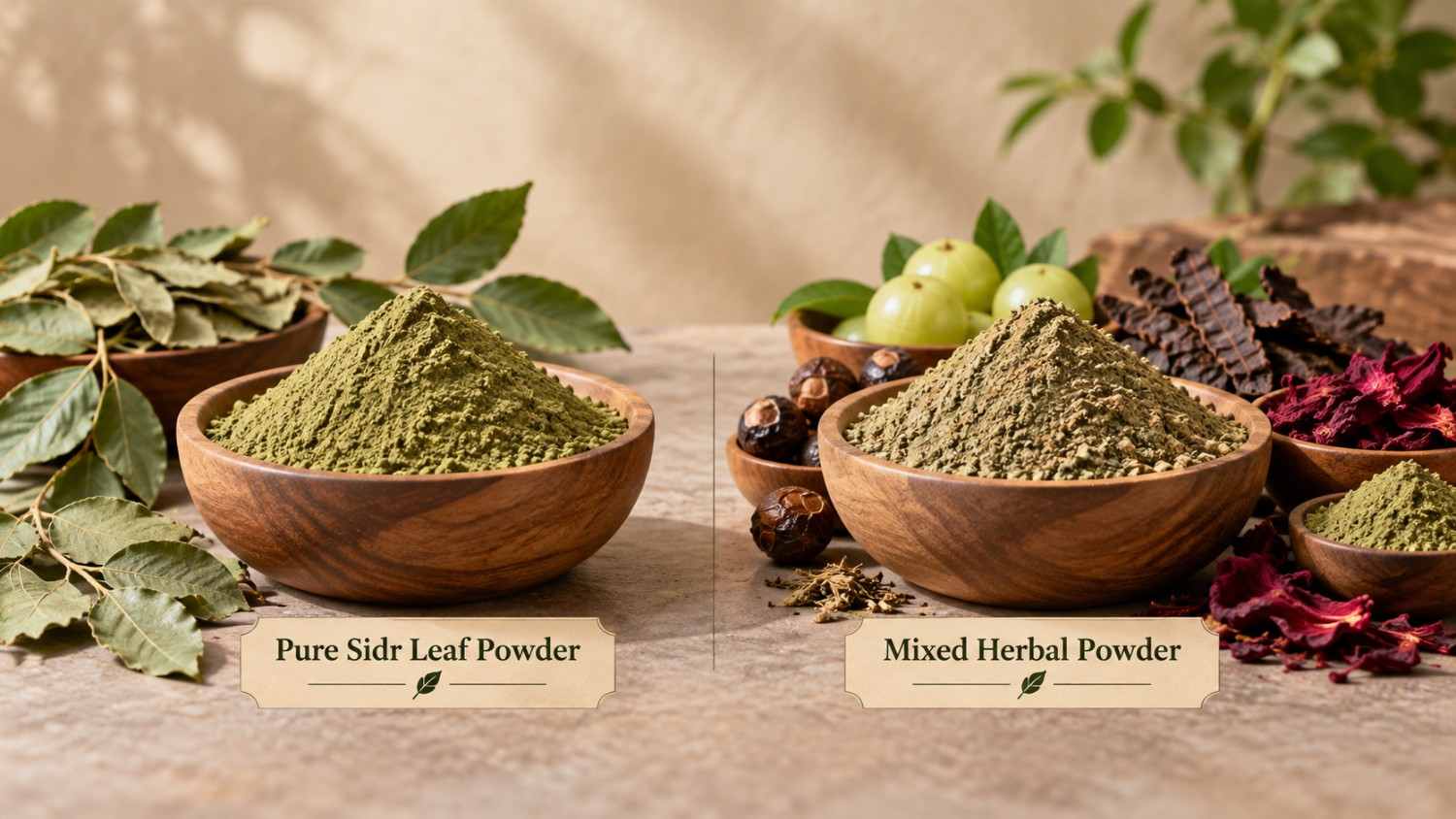 Pure Sidr Leaf Powder vs Mixed Herbal Powder
